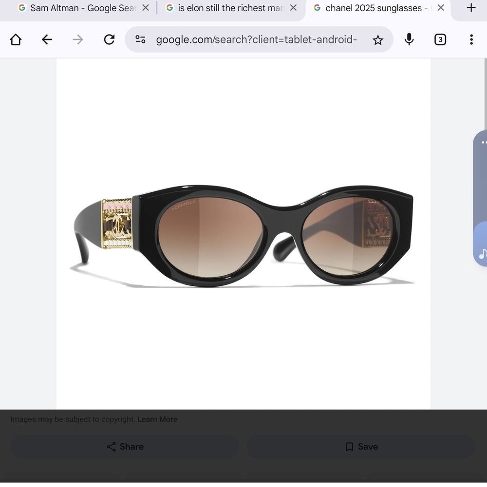 CHANEL Black Sunglasses with Gold Detailing